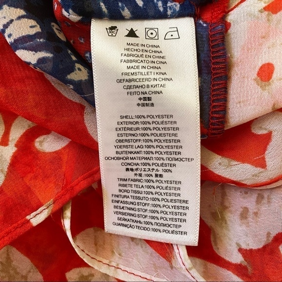 MICHAEL Michael Kors red white and blue sheer handkerchief blouse - Picture 5 of 6